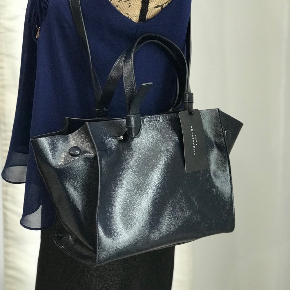 NWT Zara navy blue medium handbag - Picture 6 of 8